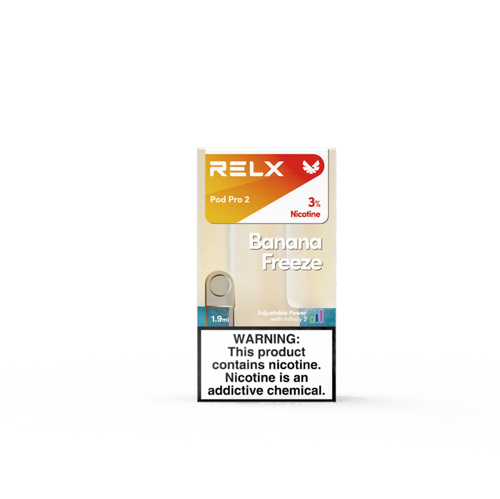 RELX煙彈 RELX5代煙彈RELX6代煙彈 14 Package Rendering Front RELX Pod Pro 2 1 Pod Pack Banana Freeze 30mg g STD 6941974903093